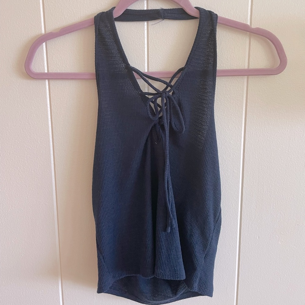 Bear Dance navy halter tank size medium